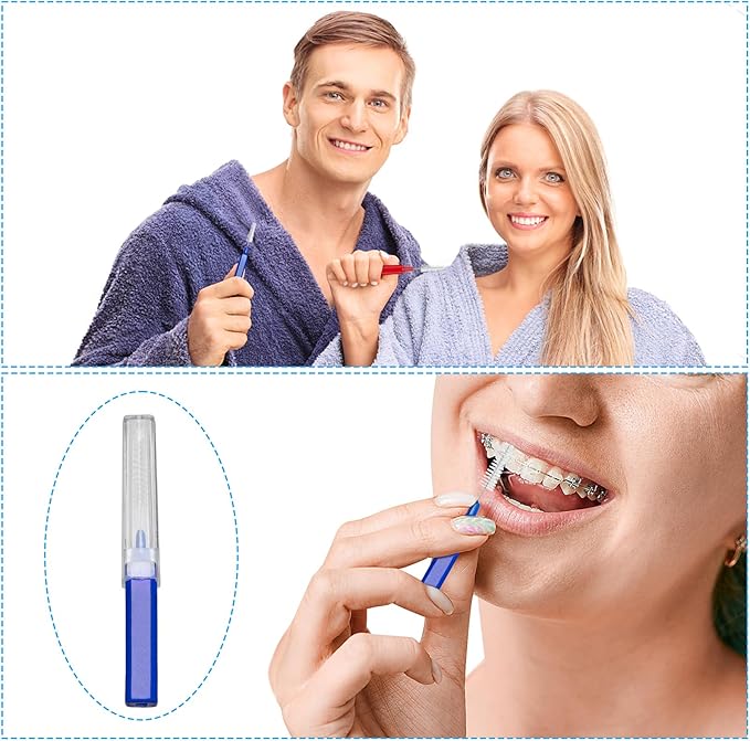 B Rush Interdental Advanced Brush for Braces, Oral Teeth Cleaning, Dental Disposable Soft Flossing Brushpicks Removes Plaque, Tapered Head Reach Both Small Tight Gaps and Wide Spaces (200 Pcs)
