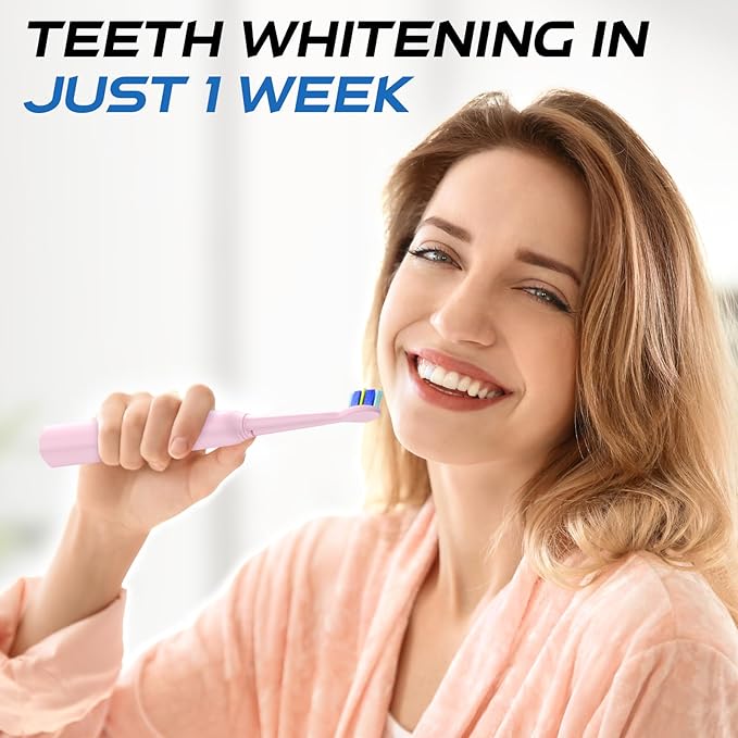 YUNCHI Electric Toothbrush Pink, Battery Toothbrush for Adults, Rechargeable Toothbrushs-8 Brush Heads, 5 Modes & 2 Min Smart Timer, IPX7 Waterproof,30 Days Battery Long,Travel Case