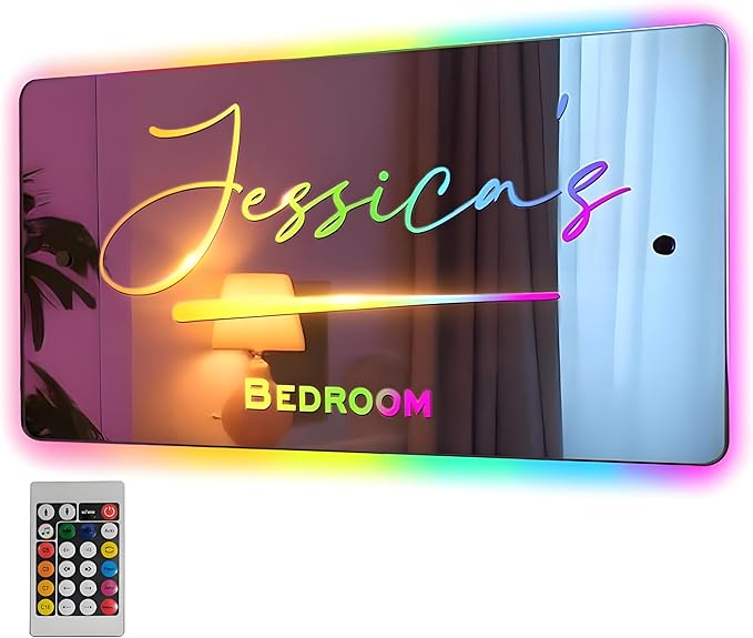 Personalized LED Name Mirror with Night Light Led Light Up Mirror for Bedroom Custom Neon Signs Wall Decor for Shop Bar Salon Birthday Christmas Wedding Christmas