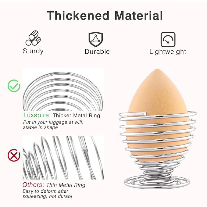 Luxspire Beauty Sponge Blender Holder, Sponge Makeup Blender Holder, Makeup Powder Puff Sponge Holder Beauty Tool Dryer Drying Rack Egg Powder Puff Display Stand - Silver