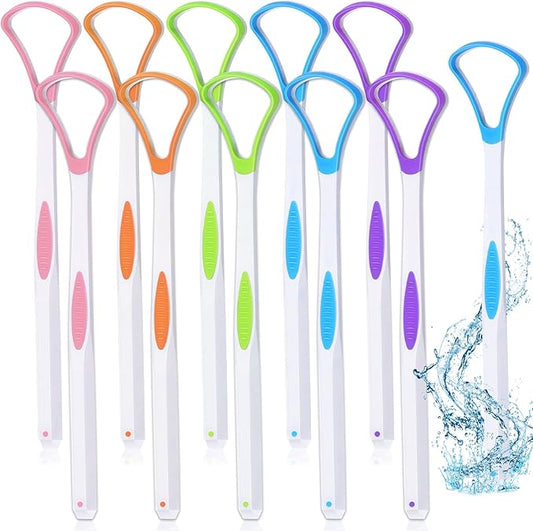 Yerliker 10 Pcs Tongue Scraper Cleaner, Tongue Scrapers for Adults, Portable Oral Brush Oral Healthy Care Tools, Fight Bad Breath