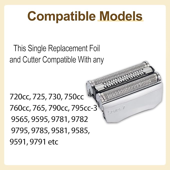 Series 7 70S Replacement Head Compatible with 795, 790cc, 7899cc, 720cc, 720s-4, 750, 760, 7383, 9565, 9585 Electric Shavers, Quick Clean, Wet/Dry Use, Compatible with Series 7 Electric Shavers