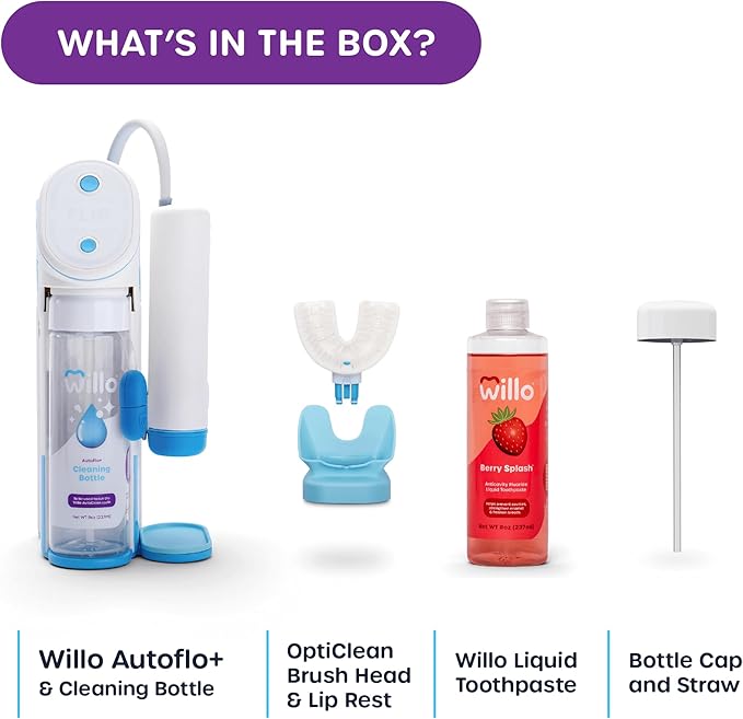Willo Fully Automatic Kids U-Shaped Electric Toothbrush - 2 Brushing Timers, Deep-Cleans, Consistent Results, Eliminates Brushing Mistakes - Bubble Twist (Medium - Kids Ages 8-11 Years)