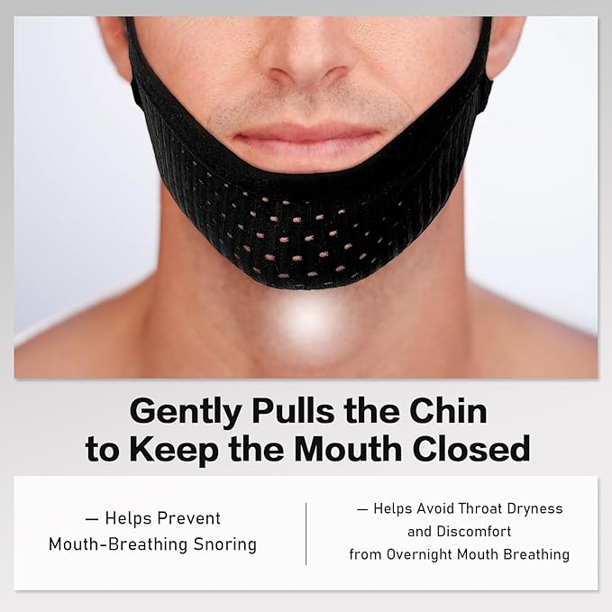 2 Pack Anti Snore Chin Strap for Sleeping, Mouth Jaw Tape Snoring Stopper Sleep Devices CPAP Users Breathing Head Mouthpiece Solution Keep Closed Advancement Reducing Aids Machine Men Women