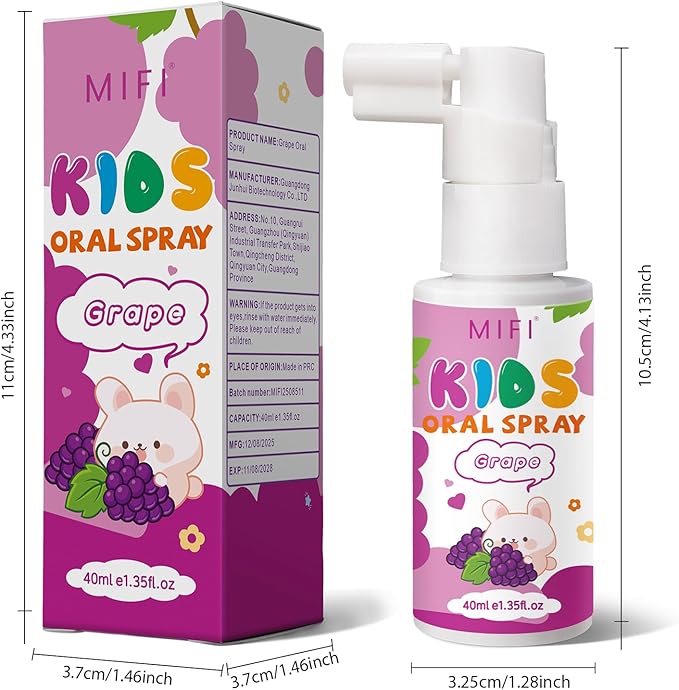 PEGO Kids Oral Spray, Toddler Toothpaste Helper for Fresh Breath,Fruit-Flavored & Portable, for Baby's Daily Oral Care (2Pack, Grape)