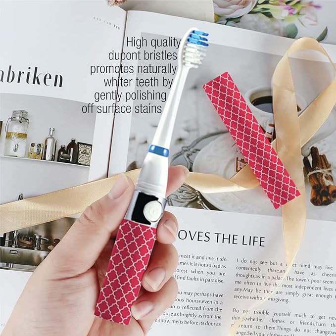 Pursonic Portable Sonic Toothbrush Battery Operated, Battery Included, 3 Brush Heads Included, 22,000 Strokes Per Minute, Brush On The Go (Pink)
