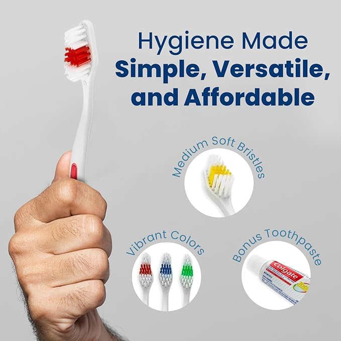 500 Toothbrushes Bulk Wholesale Quantity Standard Size, Dental Care Toiletries, Medium Soft Bristles, Individually Wrapped, Homeless Care, Disposable Use, Hotels, Travel,