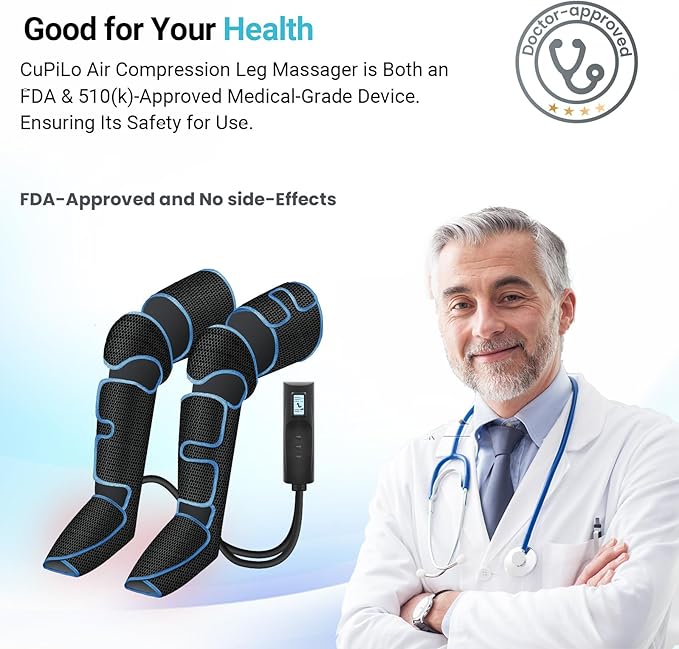 Leg Massager with Heat, FSA Eligible HSA Air Compression Leg Massager for Blood Circulation and Pain Relief,Muscle Fatigue,Cramps,Swelling and Edema