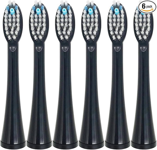 SF-03W Replacement Heads fit for Waterpik Sonic Fushion SF-02W, SF-01W, SF-04, with Brush Head Cover 6 PCS, Black