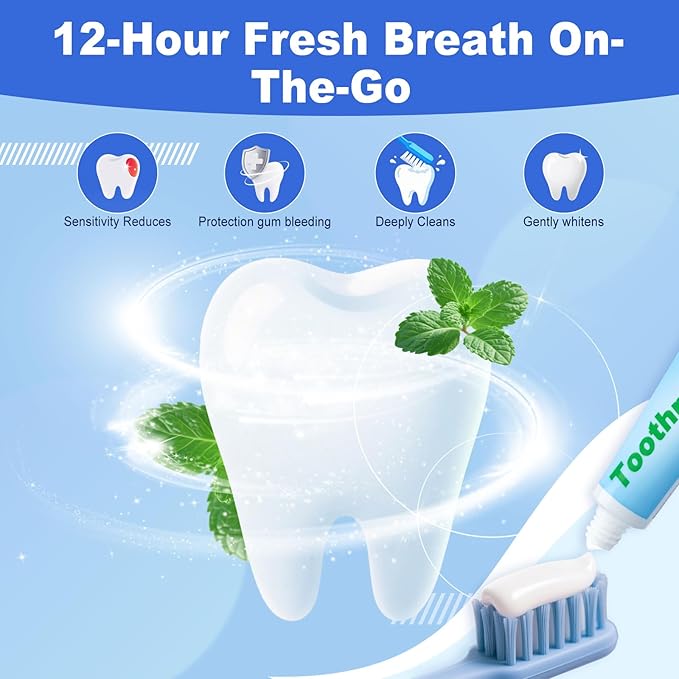 0.28oz Small Toothpaste Travel Size Bulk,Mini Toothpaste Travel,Mint Scent TSA Compliant for Hotel Camping Gym Office School Homeless 120
