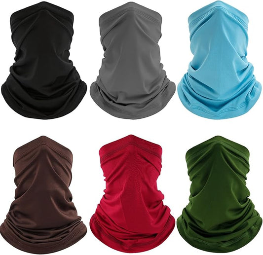 6 Pack Neck Gaiter, UV Protection Cooling Breathable Face Mask, Hiking Scarf for Men Women