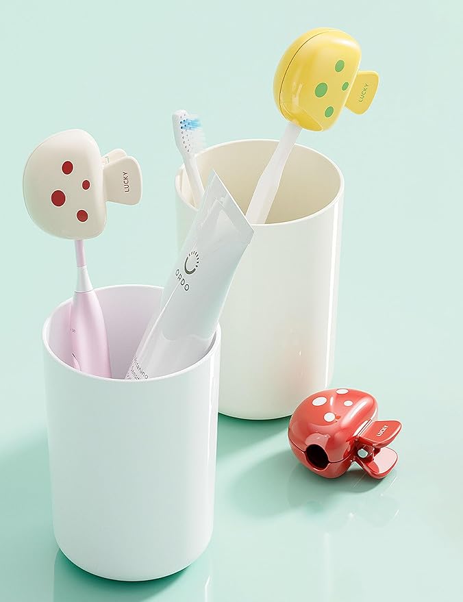 INUSO® 2025 New Tooth Brush Cover Cap (3 Pack) – Electric Toothbrush Cover with Strong Spring Clip, BPA-Free ABS Mushroom Design, Durable & Cute Travel Protector