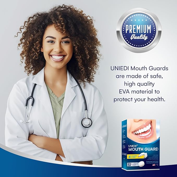 Mouth Guard for Grinding Teeth at Night: Moldable Sleeping Mouthguards for Clenching and Bruxism Protection - Nighttime Sleep Guards for Adults with 12 Cleaning Tablets