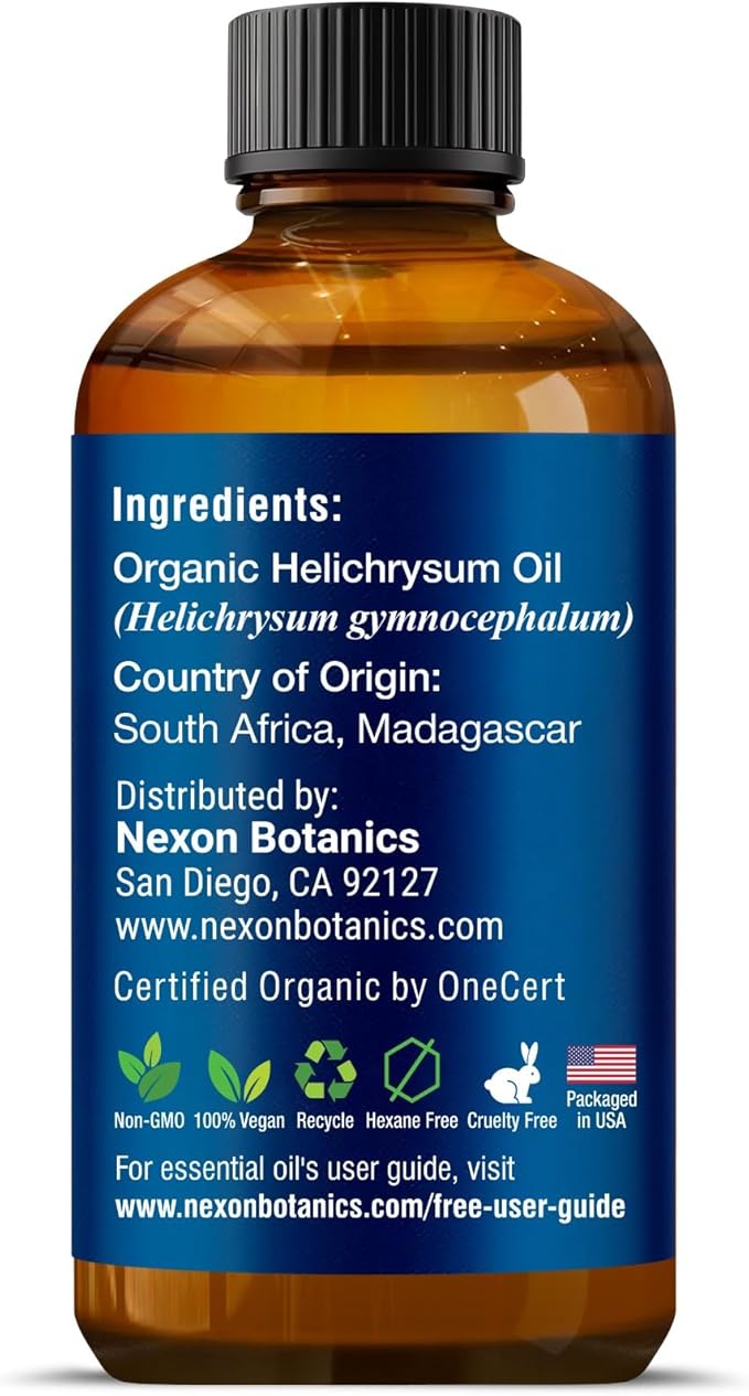 Organic Helichrysum Essential Oil 30 ml - Pure, Natural Oils for Aromatherapy, Diffusers, DIY, Candle and Soap Making Scent - Nexon Botanics