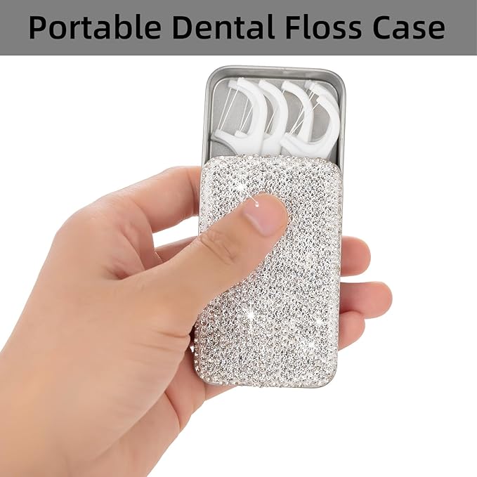 2pcs Dental Floss Holder Travel Bobby Pin Holder Bling Gum Container Small Metal Tin Box Case（Red