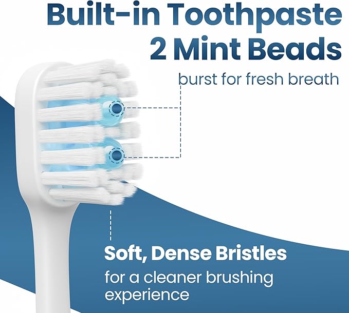 Pinkart Mini Disposable Toothbrushes with Toothpaste, Pre-Pasted Travel Toothbrush with 2 Mint Beads, Individually Wrapped Single-Use Toothbrush for On-The-Go & Travel (12 Count)