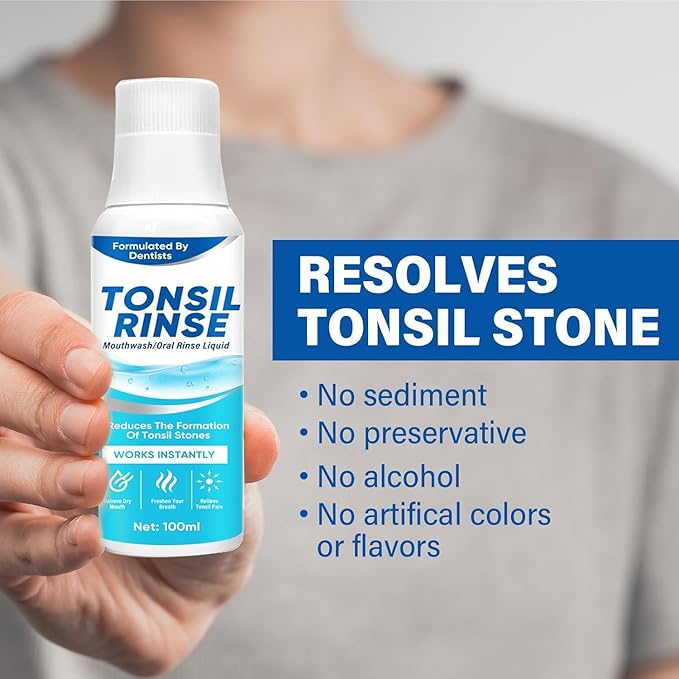 Tonsil Stone Mouthwash, Mint Oral Rinse Liquid Helps Soothe Tonsils, Freshen Breath, Moisturize Mouth, Gently Clean, 100ml