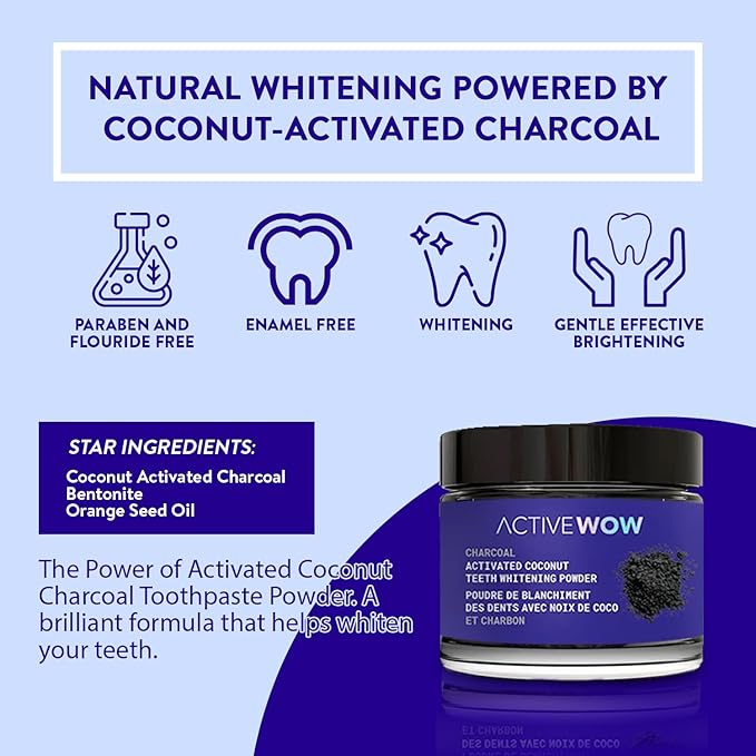 Active Wow Teeth Whitening Charcoal Powder Natural