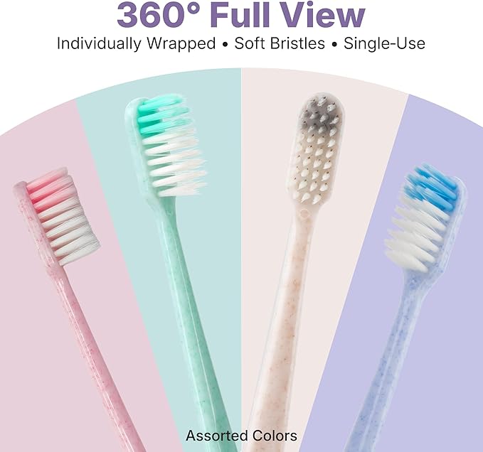 240-Pack Disposable Toothbrushes Individually Wrapped, Soft Bristle Bulk Travel Toothbrush for Adults, Kids, Guest, Hotel, Home, Camping, Donation – 4 Colors, Mini Manual Value Pack