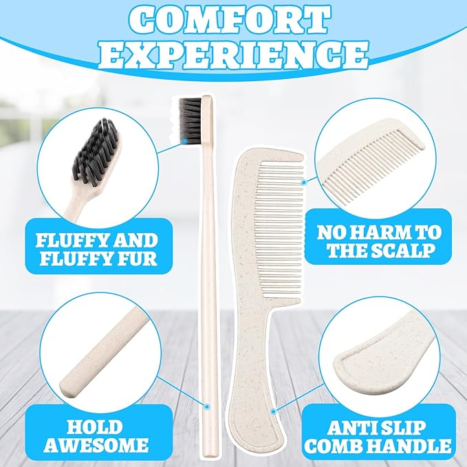 Panitay 100 Pack Travel Toiletry Kit Bulk Disposable Hygiene Kit Homeless Care Charity Supplies Include Toothbrush Toothpaste Comb Soap for Men Women Travel Homeless Charity