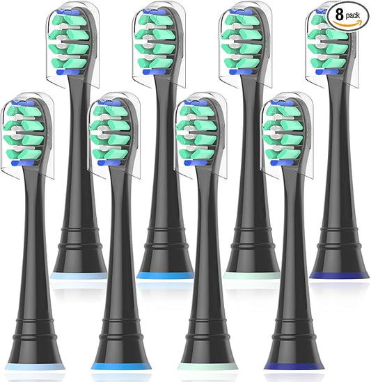 Replacement Heads Compatible with Sonicare Toothbrush, Replacement Brush Head for Philips Sonicare Electric Toothbrush 4100 5100 6100 9900 C2 W3 and More Click-on Handles 8 Black