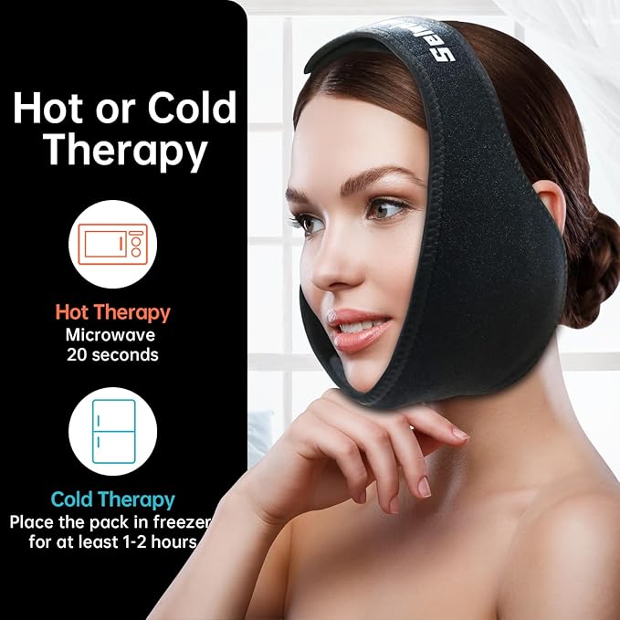 Wisdom Teeth Ice Pack Head Wrap Jaw Face Ice Pack with 4 Gel Packs for Wisdom Teeth Removal Extraction Toothache Pain Relief Facial Face Oral Surgery TMJ Tonsillectomy Recovery Cosmetic Procedure
