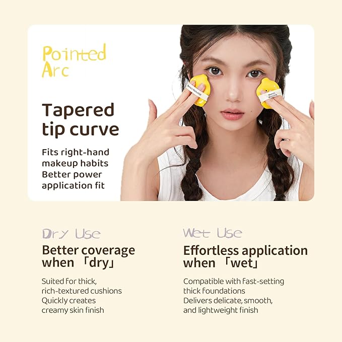 Lemon Makeup Sponge Set,Cosmetic Foundation Sponges, Dual-Textured for Wet/Dry Use, Pointed Tip for Detail Work, Includes 2pcs L+S Size Beauty Puff & Storage Case