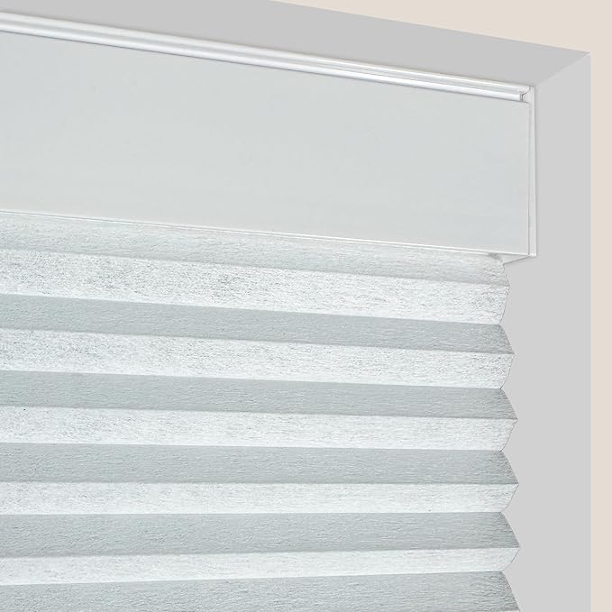 CALYX INTERIORS Blackout Cellular Honeycomb Shade, Cordless, 3/8" Single Cell, 30.5" W x 60" H, Blackout White