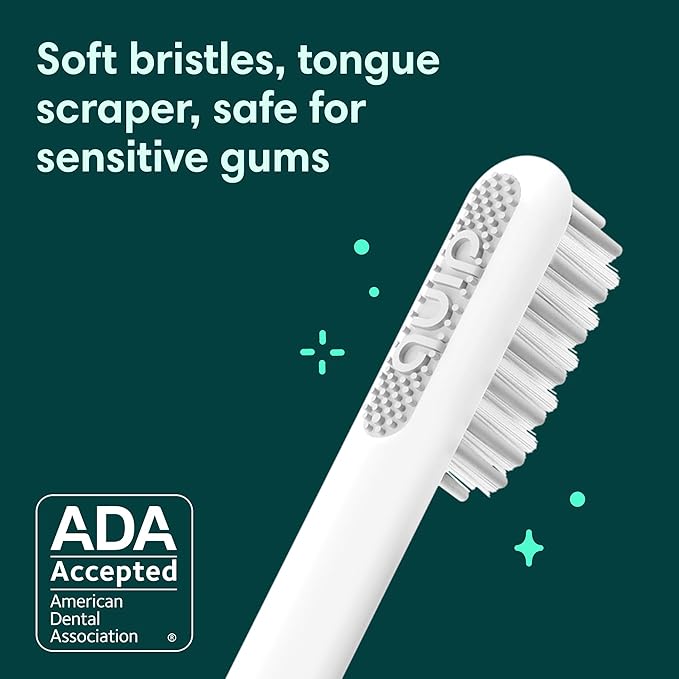 Quip Sonic Electric Toothbrush for Adults - Time Travel & Soft Bristles with Travel Case & Replacement Brush Head - 3 Month Battery Life, Plastic Handle- Lavender