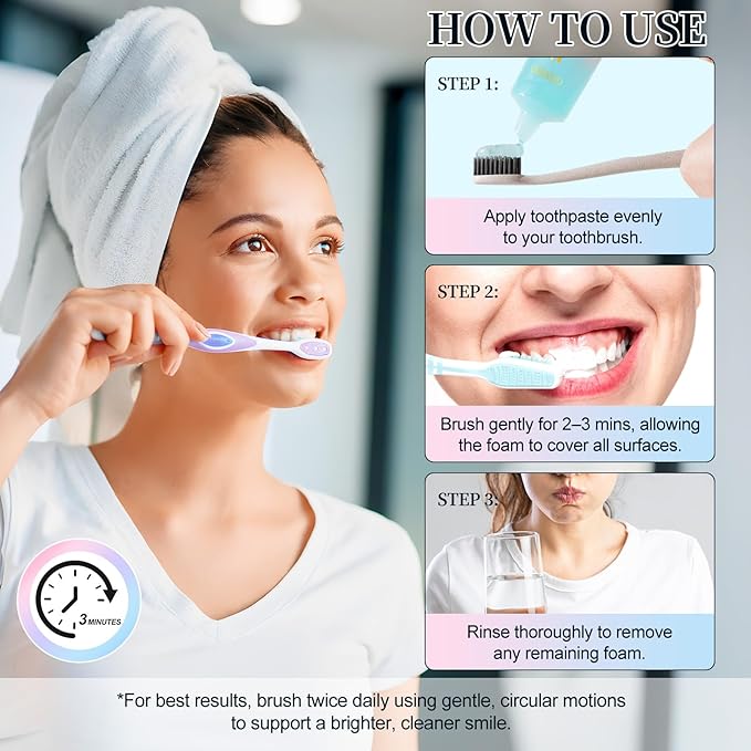 Niacinamide Whitening Toothpaste – Intensive Triple Whitening Toothpaste for Deep Stain Removal, Fresh Breath, Natural Mint & Peach Flavor, Gentle Formula Improves Gum Health, 3.5oz