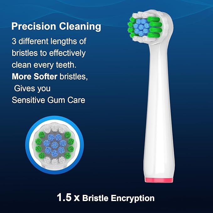 4 Count Precision Refills Replacement Heads Compatible with Oral B Braun for Sensitive Care, Brush Heads Compatible with Oral B Pro 1000/500/Genius x Electric Toothbrush Heads (White)
