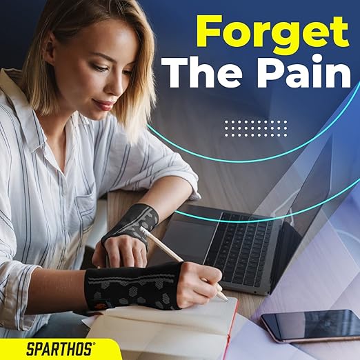Sparthos Wrist Support Sleeves (Pair) – Medical Compression for Carpal Tunnel and Wrist Pain Relief – Wrist Brace for Men and Women (Small, Midnight Black)