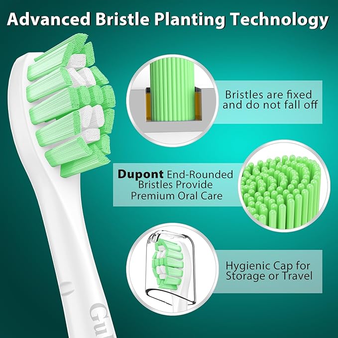 Guhiwuk Designed for Sonicare Replacement Heads, Electric Toothbrush Replacement Brush Heads Compatible with Philips Sonicare, 10 Pack, White