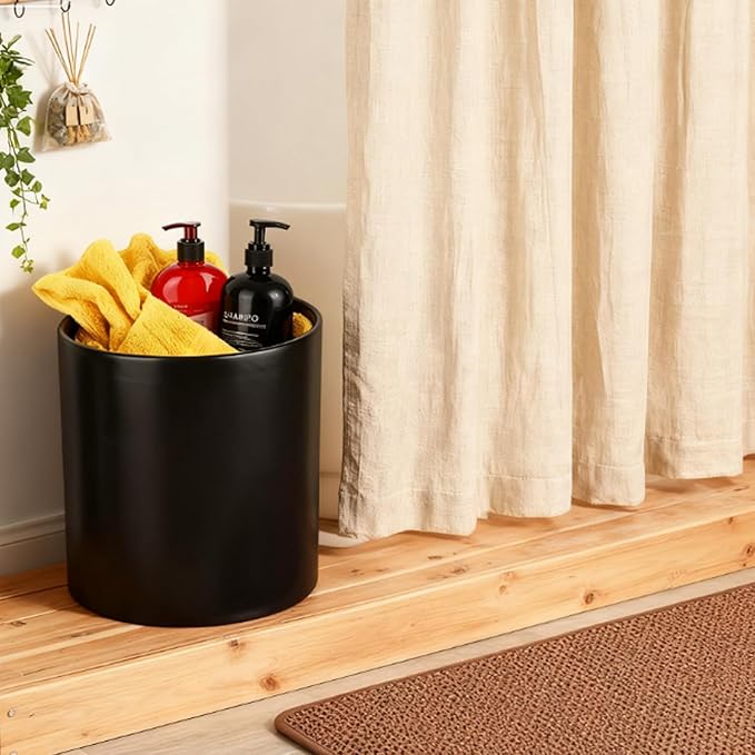 Extra-Large Ceramic Toothbrush and Toothpaste Cup, Bathroom Storage Cup, Black Toothbrush Cup Holder, Sturdy and Durable. （H6.3'' *W 5.3''）