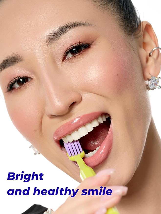 Medium Soft Toothbrush for Adults | Ultra-Dense Rounded Bristles | Gentle on Gums | Deep Plaque Removal | Whiter Smile | Suitable for Braces | 2 Pack Multicolor