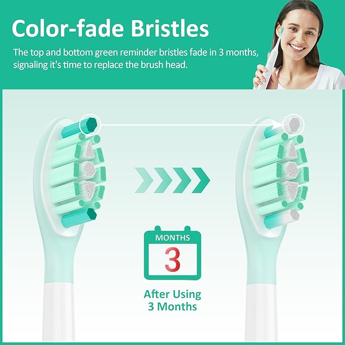 Replacement Toothbrush Heads Compatible with Philips Sonicare Electric Brush and More Click-on Handles 8 Pack White