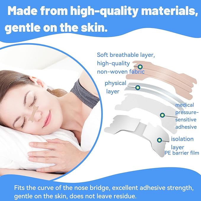 60PCS Nose Strips for Breathing,Extra Strength Nasal Strips for snoring,Suitable for Nasal Congestion & snoring (60)