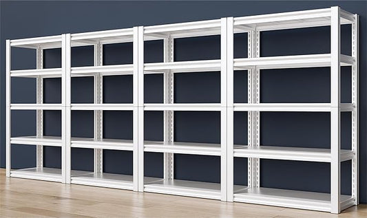 Raybee Garage Shelving Heavy Duty White Garage Storage Shelves 2010LBS Adjustable Heavy Duty Shelving 5 Tier Metal Shelves for Kitchen Pantry 4 Pack