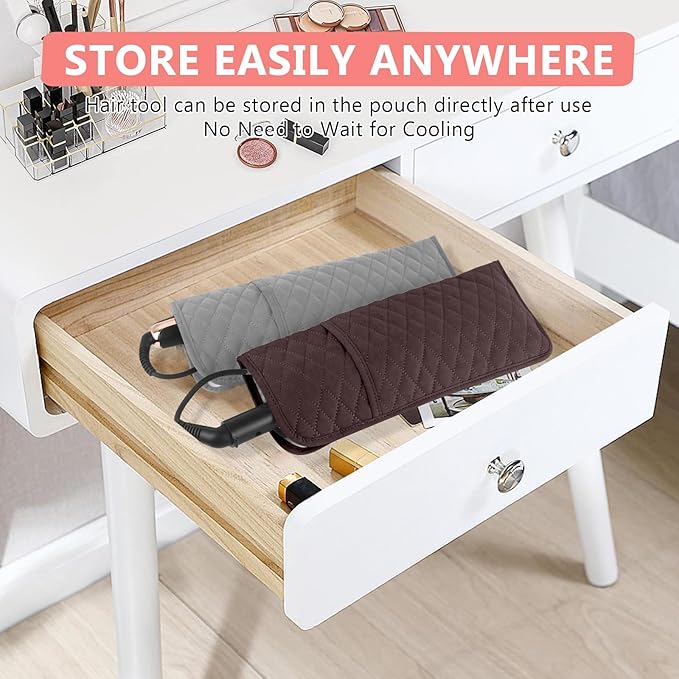 Heat Resistant Hair Tools Organizer Bag Portable Travel Storage Cover Case for Hair Straighteners, Curling Irons, Flat Irons and Hot Styling Tools(13.8" x 5.5")
