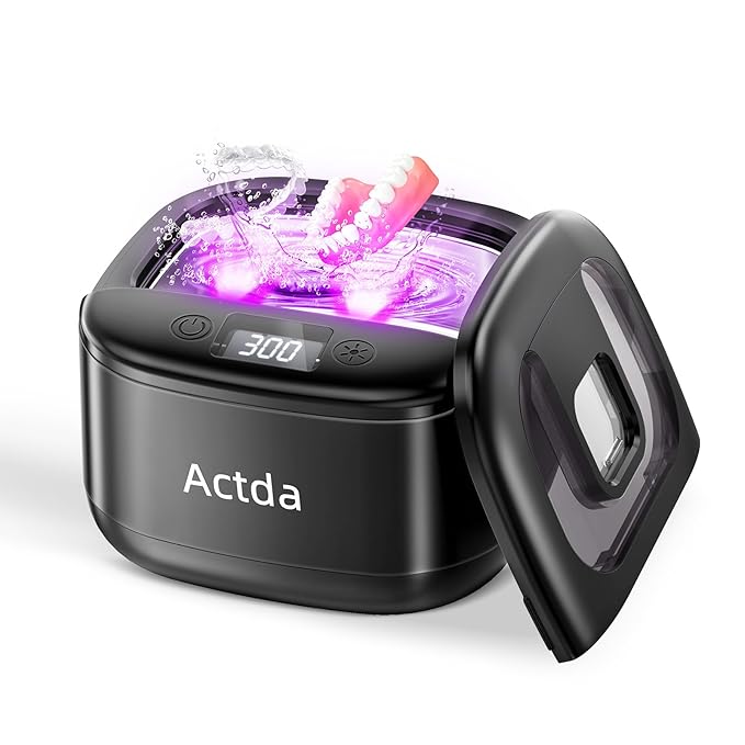 Ultrasonic Retainer Cleaner, Upgraded Wireless Professional Sonic Dental Cleaning Machine, Dental Cleaning Pod Night Guard Cleaner for Dentures, Retainers,Aligner, Mouth Guards, Jewelry, Black