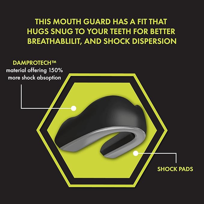 DAMAGE CONTROL Extreme Impact Mouth Guard – Sports Mouthguard for Boxing, MMA, BJJ, Hockey, Rugby, Lacrosse, & More – Mouthpiece for Teeth & Jaw Protection, for Youth & Adults (Adult, Black)
