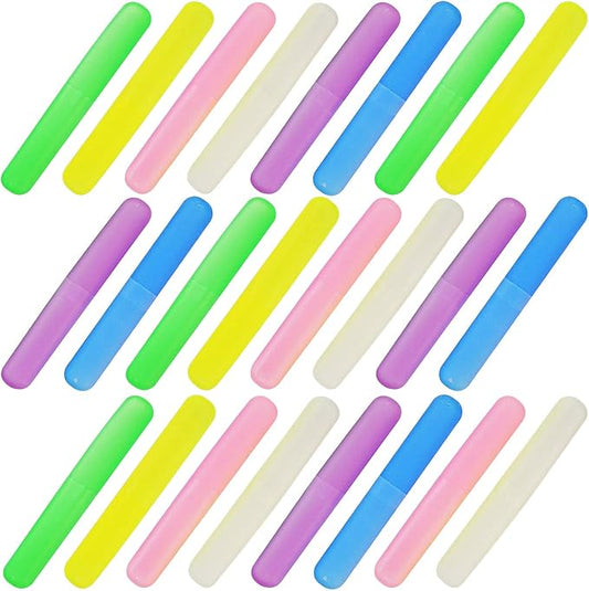 24PCS Plastic Toothbrush Case Six Colors Portable Dust-proof Toothbrush Cases Toothbrushes Holder for Daily and Travel Use (24)