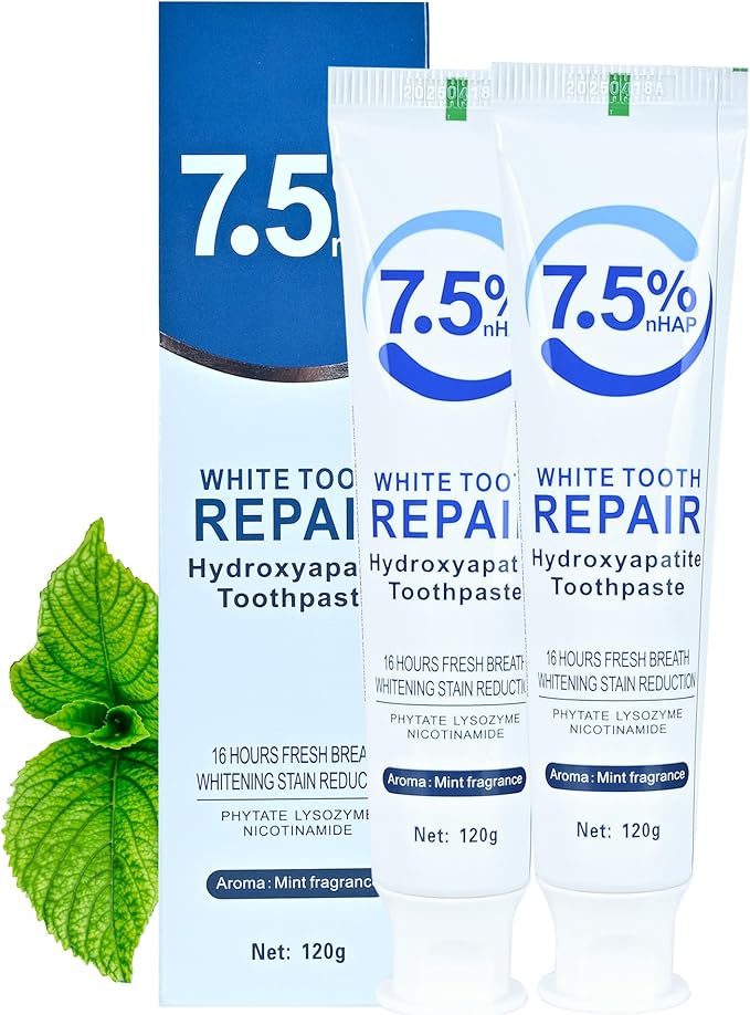 Set 2-Pack Hydroxyapatite Toothpastes for Enamel Protection and Tooth Strengthening，Fresh Breath，Formula mild Mint， Daily Use for Oral Health.（ 4.23oz） (2)