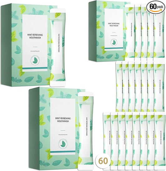 Travel Size Mouthwash,Mini Mouthwash Travel Size Bulk Portable Mouth Wash Set,Individual Small Travel Mouth Wash Packets for Fresh Breath(Pack of 60) A12