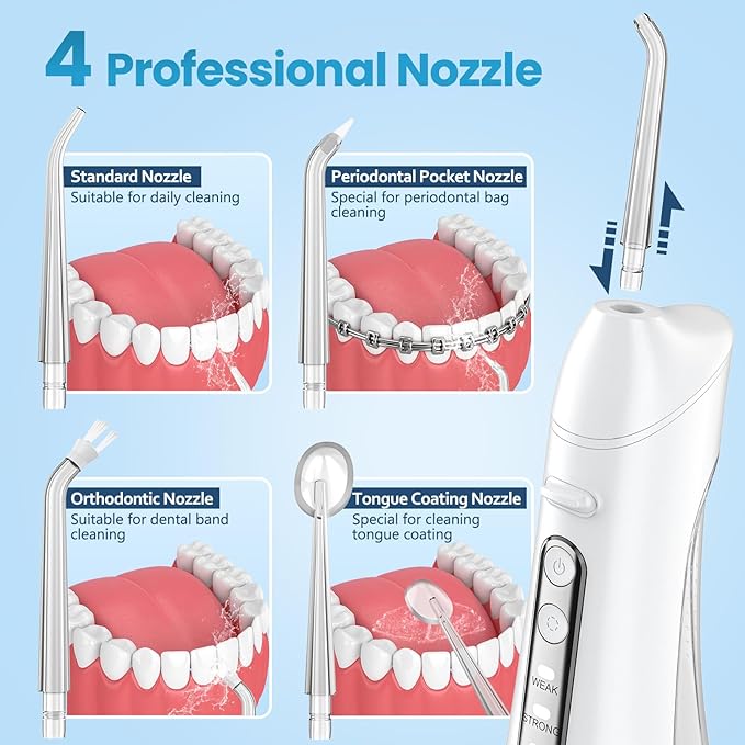 Water Flosser, Portable Water Flossers for Teeth Deep Cleaning with 3 Modes,Cordless Water Dental Flossers IPX7 Waterproof Electric Oral Irrigator Teeth Pick for Travel Home Use