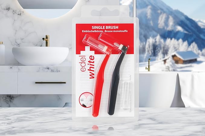 edel+white End Tuft Toothbrush 2 Pack – Small Head Sulcus Brush for Braces, Implants & Gumline – Special Brush for Precise, Focused Dental Cleaning