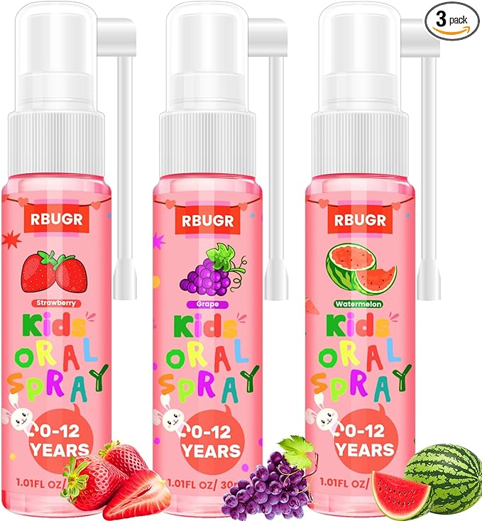 Kids Oral Spray, 3PCS Toddler Toothpaste Helper for Cavity Repair & Fresh Breath, Kids Probiotic Mouth Spray with Fluoride Free for Newborn to 12 Years 3 Flavors（Total 3.03fl oz）