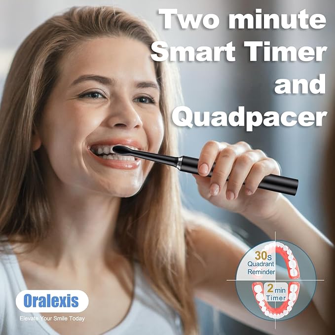 Electric Toothbrush for Adults and Kids, with Tongue Scraper and 8 Brush Heads, One Fast Charge Last 120 Days, 40000 VPM Deep Clean, Sonic Travel Toothbrush