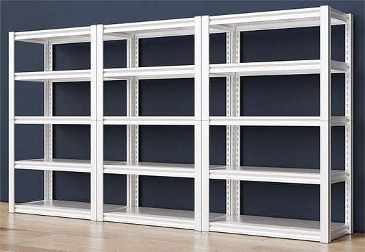 Raybee Garage Shelving Heavy Duty White Garage Storage Shelves 2010LBS Adjustable Heavy Duty Metal Shelving Metal Shelves for Kitchen Pantry 63" X32.1" X16.6", 3 Pack