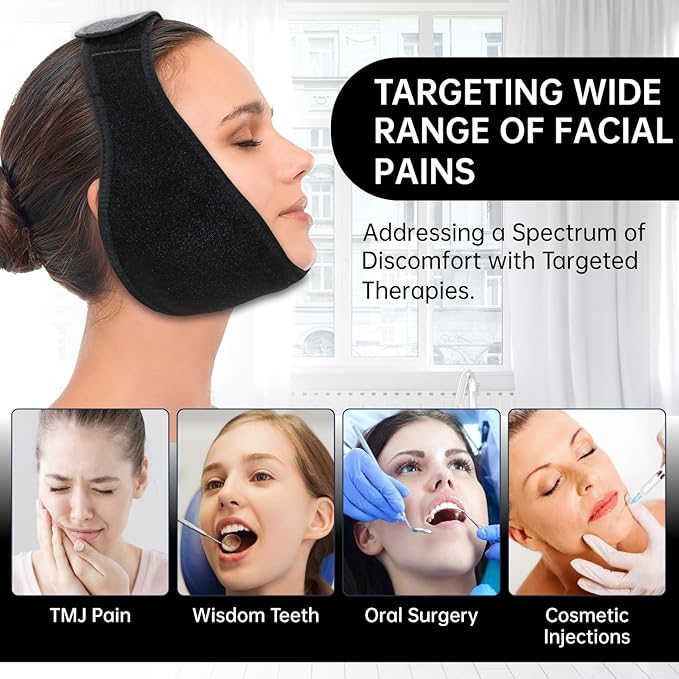 Wisdom Teeth Ice Pack Head Wrap Jaw Face Ice Pack with 4 Gel Packs for Wisdom Teeth Removal Extraction Toothache Pain Relief Facial Face Oral Surgery TMJ Tonsillectomy Recovery Cosmetic Procedure